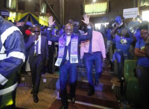 Safina Party Presidential Candidate Jimmy Wanjigi during the Safina Party Special NDC at Bomas of Kenya on March